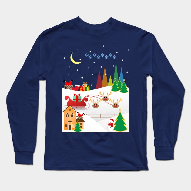 Christmas town Long Sleeve T-Shirt by quenguyen